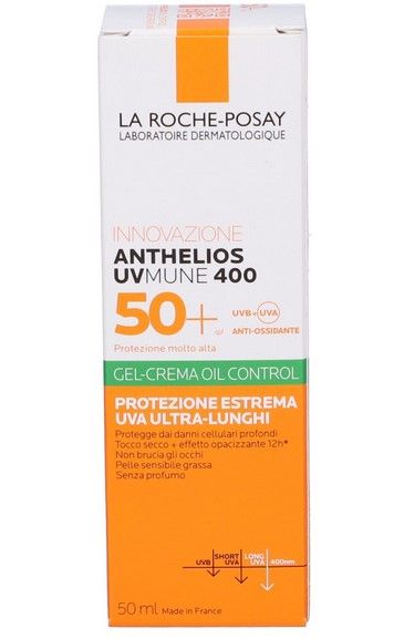 La Roche Posay Anthelios Solare Uvmune 400 Gel Crema Tocco Secco Senza Profumo Anti LuciditÃ Spf 50+ 50 Ml