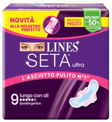 Lines Seta Ultra Assorbente Lungo con Ali Giorno 9 pezzi