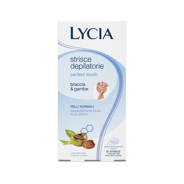 Lycia Perfect Touch Striscie Depilatorie Braccia Gambe 20 Pezzi e 2 Salviette post depilazione