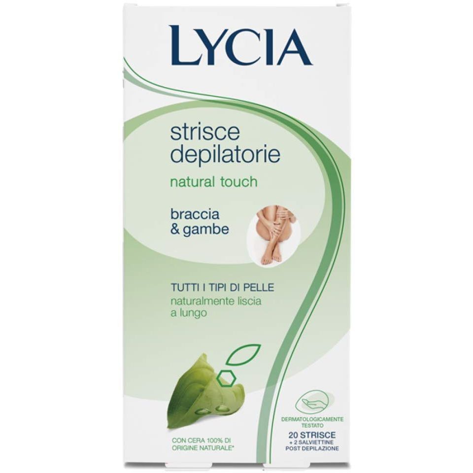 Lycia Natural Touch Strisce Depilatorie Braccia e Gambe 20 Pezzi e 2 Salviette post depilazione