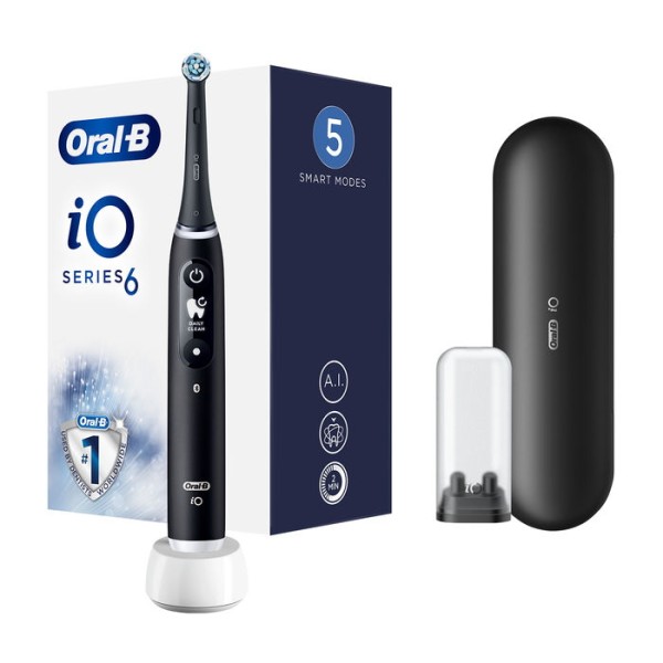 Oral-B iO6 Spazzolino Elettrico Ricaricabile Nero Con Custodia Da Viaggio