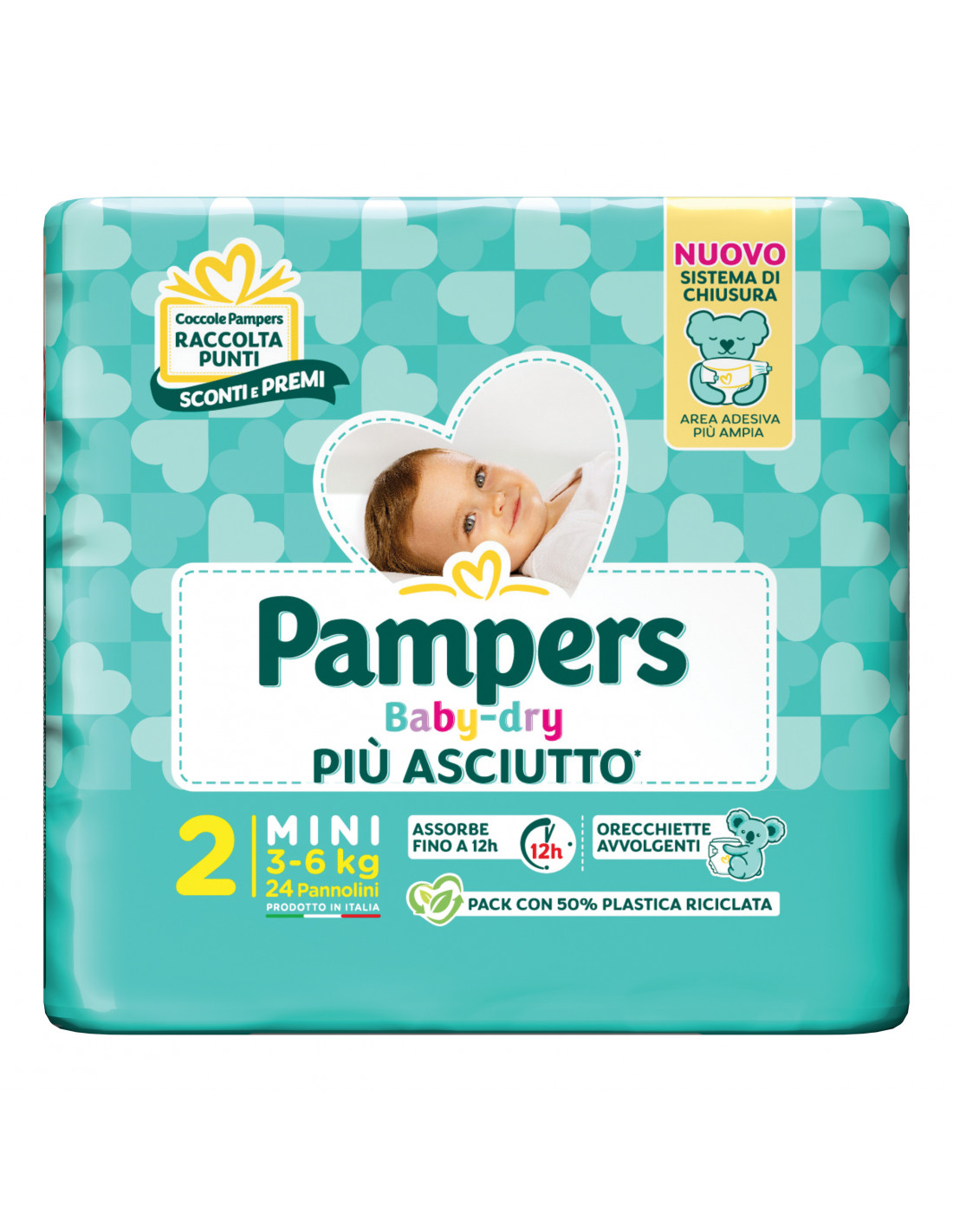Pampers Baby Dry Pannolino Downcount Mini Taglia 2 3-6 Kg 24 pezzi
