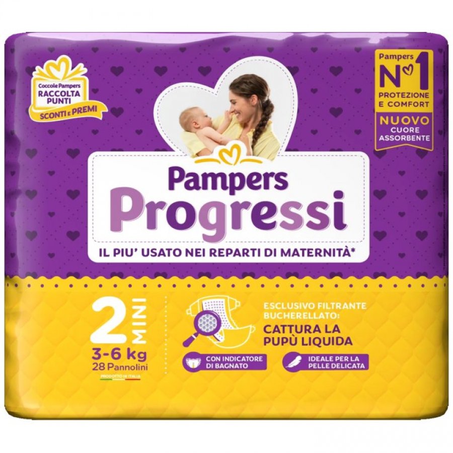 Pampers Progressi Mini Taglia 2 3/6 Kg 28 pannolini