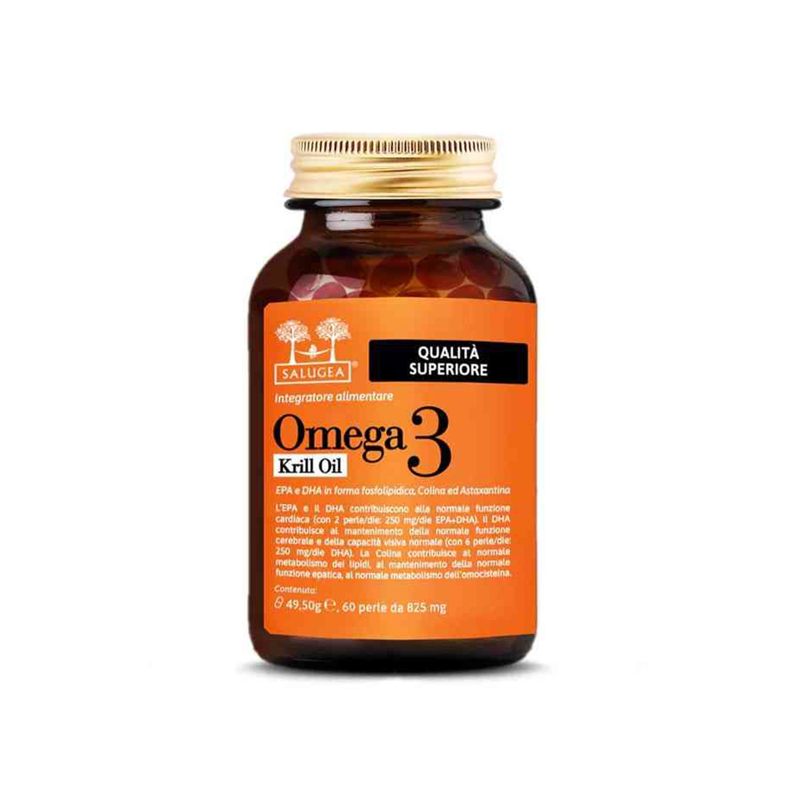 Salugea Omega 3 Krill Oil 60 perle - Integratore Funzione Cardiaca e Cerebrale