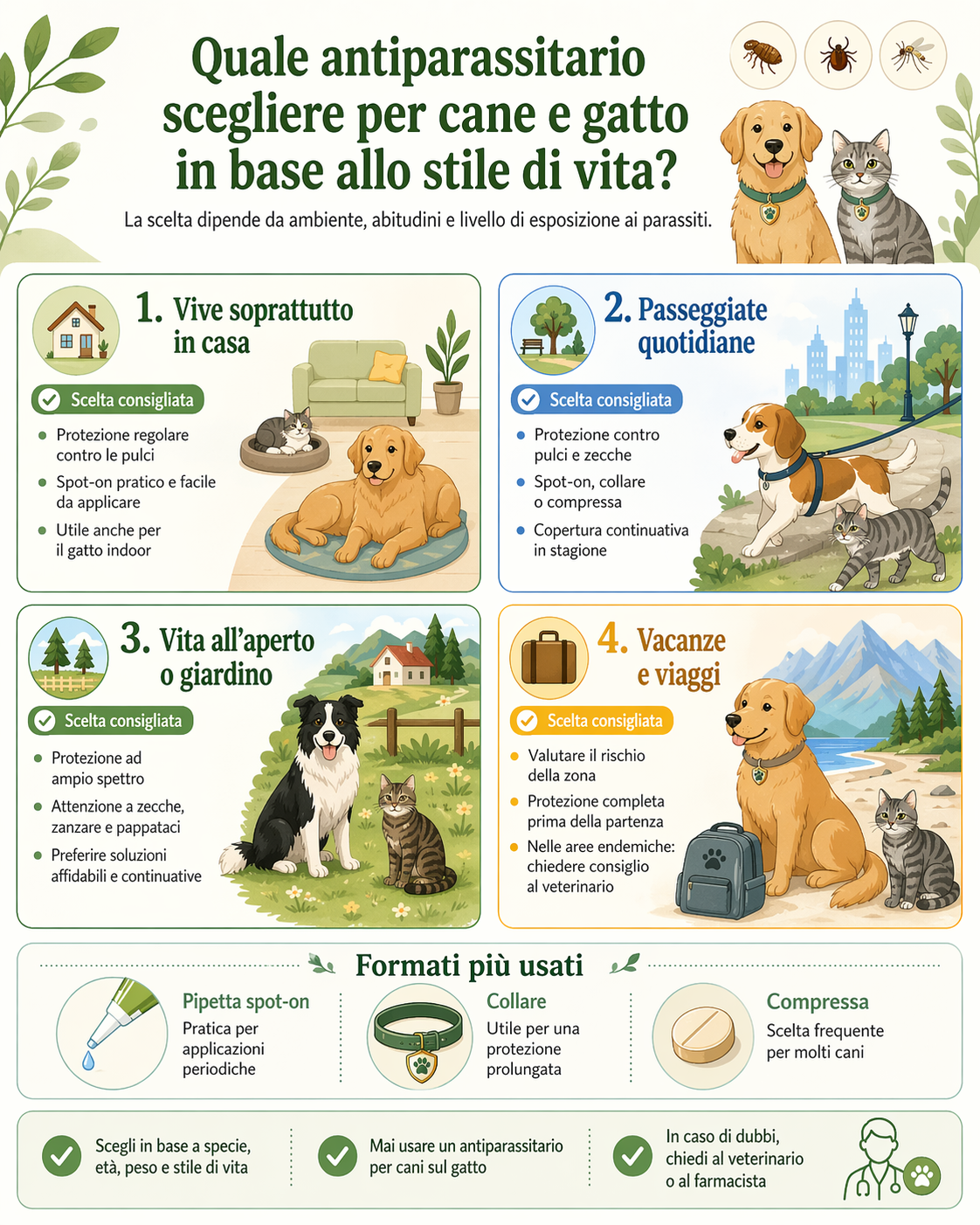 Antiparassitario per cane e gatto: quale scegliere in base allo stile di vita