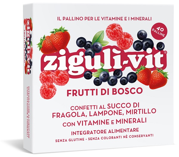 Ziguli' Vit Frutti di Bosco 40 Confetti - Integratore Alimentare Multivitaminico e Minerali