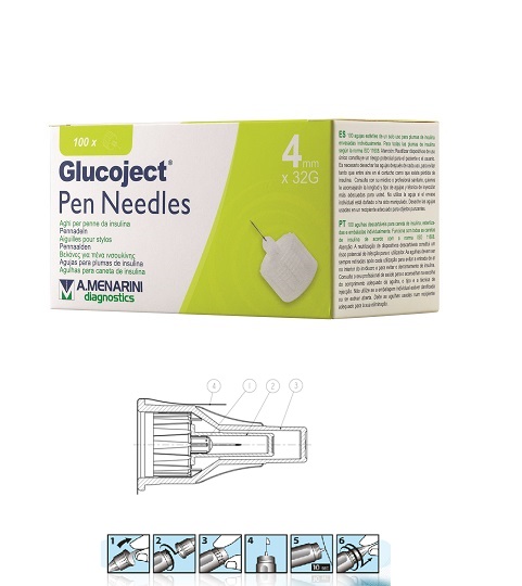 Glucoject Pen Needles G32 4 mm Aghi per Penne da Insulina 100 pezzi
