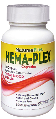 Nature's Plus Hema-Plex 60 Capsule - Integratore a Base di Ferro Organico