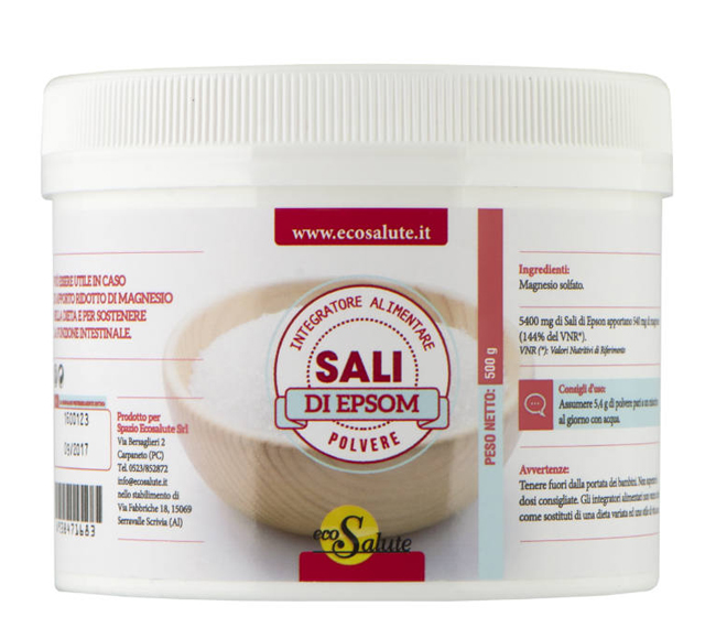 Sali di Epsom Polvere 500 grammi - Integratore Alimentare