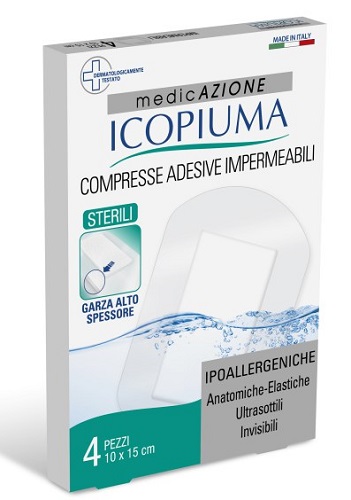 Icopiuma Compresse Adesive Impermeabili Sterili Post Operatorie 10 x 15 cm  4 pezzi