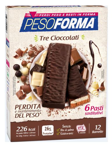 Pesoforma Barrette Tre Cioccolati Pasto Sostitutivo 12 pezzi