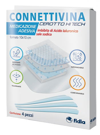 Connettivina Cerotto Hi Tech Medicazione Adesiva 10 x 10 cm 4 Pezzi