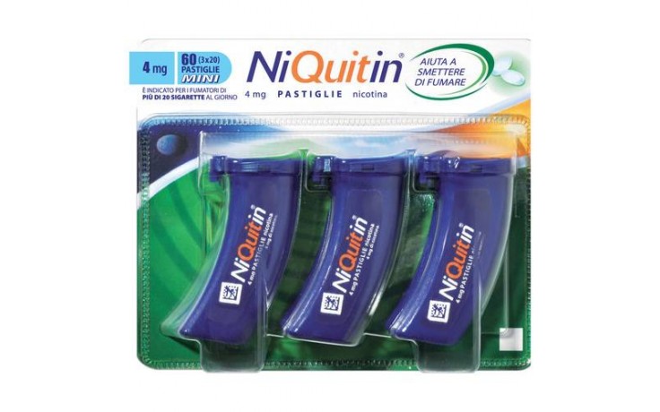 NiQuitin 4 mg Nicotina Mini Pastiglie per Smettere di Fumare Gusto Menta 3 Astucci